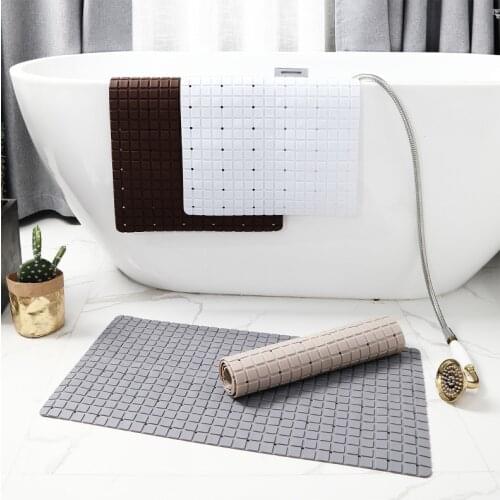 38x70 PVC carpet lattice bathroom non-slip mat bath shower room floor mat toilet floor mat with suction cup khaki rug
