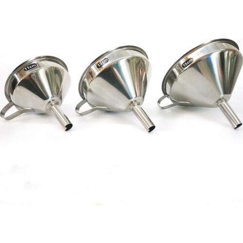 11/13/15cm Stainless Steel Funnel Kitchen Tool Seperatory Oil Beer Coffee Water Soup Filling Funnel Thicker Funnel Tools