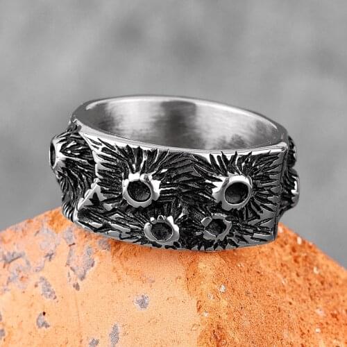 Lunar Surface Moon Volcanic Stainless Steel Mens Rings Punk Amulet For Male Boyfriend Biker Jewelry Creativity Gift Wholesale