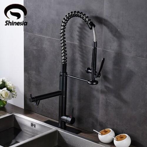 Oil Rubbed Bronze High Spring Kitchen Sink Faucet Single Lever Swivel Spout Mixer Tap with 10 Inch Cover Plate