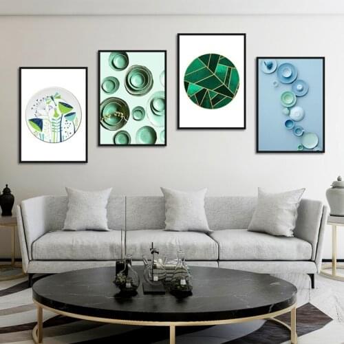 Nordic Style Minimalism Creative Plate Canvas Painting Posters Home Decoration Geometric Pattern Wall Sticker For Living Room