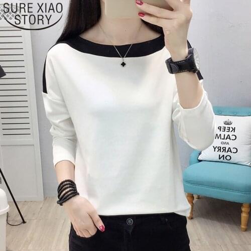 Fashion Women Blouse White Shirt 2021 Spring Long Sleeve Slash Neck Women Shirts Casual Ladies Tops Korean Chemisier Femme 7989