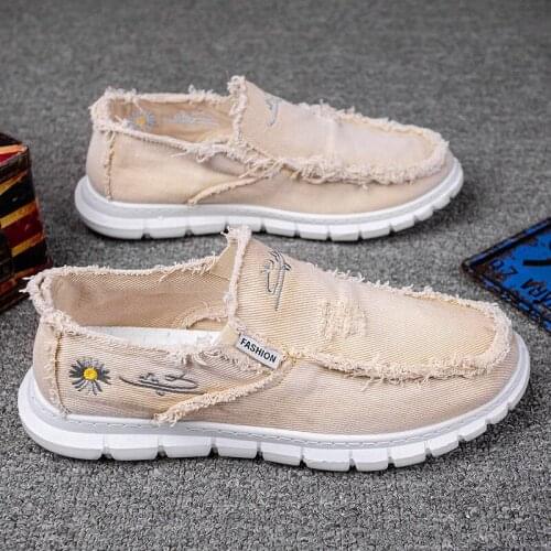 2021 Men Vulcanized Lazy One Pedal Cloth Shoes High Quality Sneakers Slip On Walking Flat