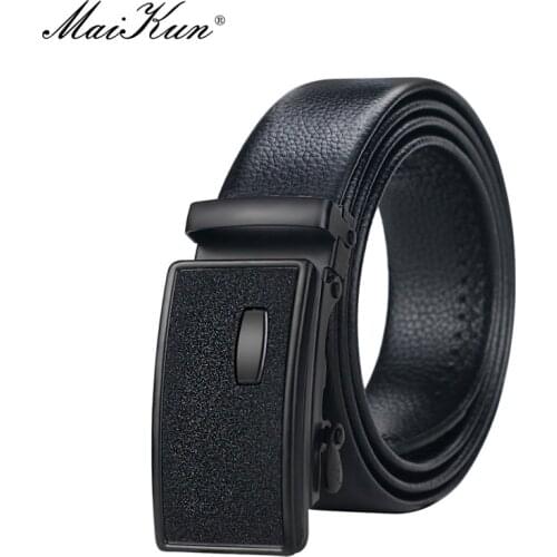 Maikun Mens Leather Automatic Buckle Belt Gypsophila Simple Casual Business Waistband