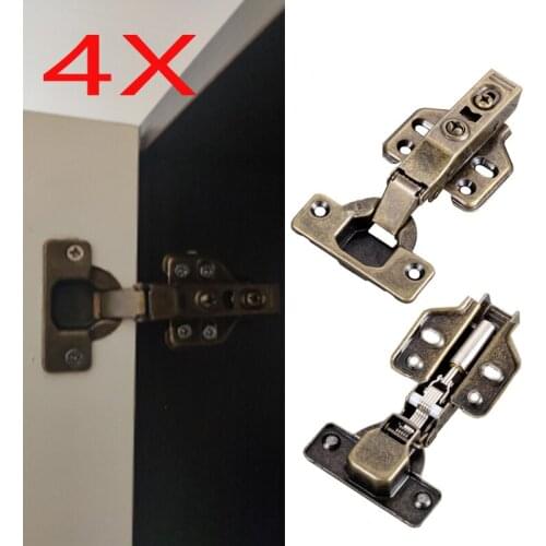 Myhomera 4X Cabinet Hinge Hydraulic Copper Core Super Mute Steel Furniture Cupboard Door Hinges with Damper Buffer Soft Closer