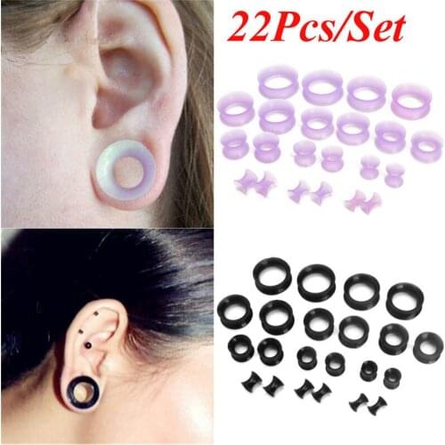 22 soft silicone hollow ear canals and plug extension kits, ear cuff extensions, ear dilators