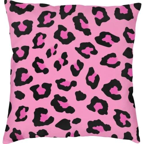 Pink Leopard Animal Print Pillowcase Printed Polyester Cushion Cover Gift Pillow Case Cover Bedroom Square 45X45cm