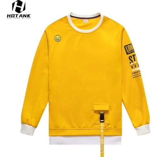 Autumn Mens Sweatshirt Hip Hop Fashion O-Neck Men Hoodies Fake 2 Pieces Harajuku Loose Pullover Casual Long Sleeve Sweatshirts