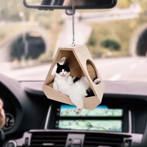 Car Pendants Cat House Shape Hanging Ornament Craftwork Decorative Tools for Automobile Home Office