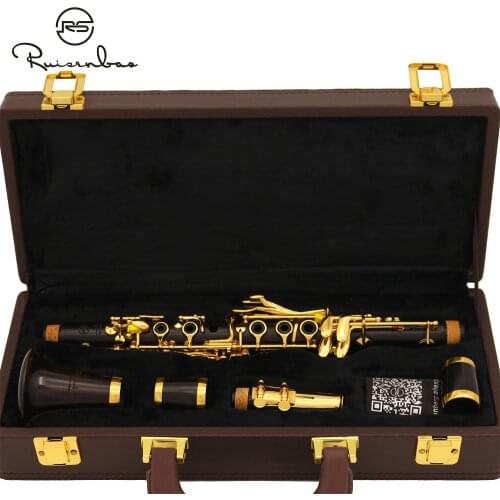 Professional Eb 18 Keys Clarinet Ebony wood Clarinet gold plated key E flat Sweet Tone