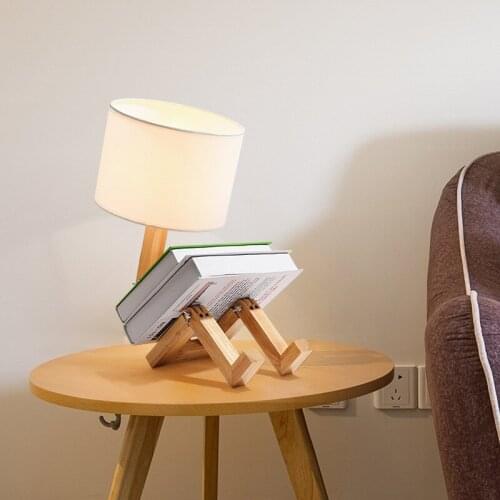 Simple Modern Warm Reading Table Lights North Europe Bedroom Wood Adjustable Bedside Light Creative Table Lamp