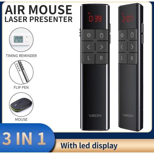 3 IN 1 Timer Flip Pen Rechargeable Laser Wireless Presenter Pointer Powerpoint 100 meter remote surport PPT Prezi Keynote