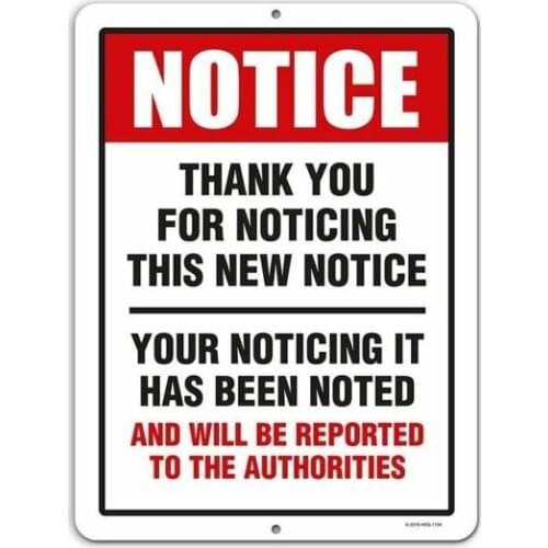 Thank You For Noticing The New Notice Metal Novelty Tin Sign Decor
