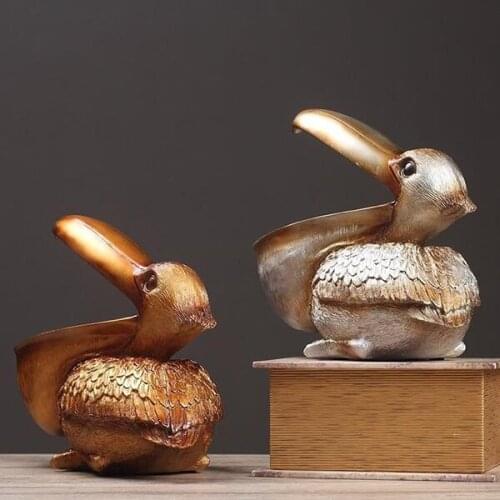 Toucan Key Storage Figurine Resin Pelican Statue Storage Basket Animals Birds Shape Decor for Home Office Desktop TS1