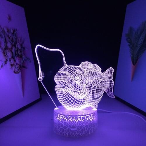 Light Fish Night Light Optical Illusion Home Decor for Couple Childrens Holiday Birthday Gifts 3D Lamp Color Changes USB Charg