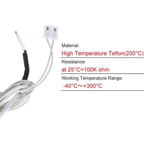 5pcs 3D Printer Thermistor Temperature Sensor Single-Ended Glass Sealed NTC 3950 Prime Thermistor for 3D Printer