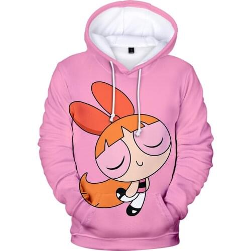 Popular 3D Print Powerpuff Cute Girls Hoodie Sweatshirts Men Women Spring Autumn Tops Harajujku Kawaii Powerpuff Kids Clothes