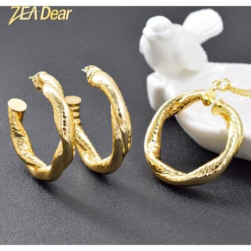 ZEA Dear Jewelry Big Round Jewelry Set For Women Earrings Necklace Pendant For Anniversary Dubai Fashion Copper Jewelry Findings