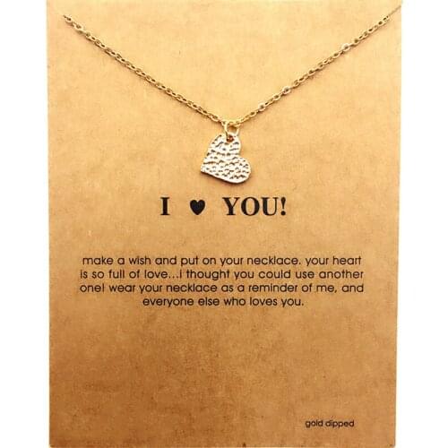 Fashion Sweet Heart Necklace For Women Minimalist Pendant Gold Color Chain Choker Necklaces Valentines Day Gift Card