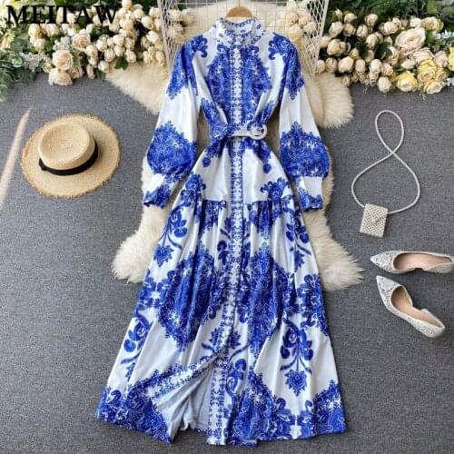 2021 Palace Style Women Maxi Dress Ladies Retro Chic Elegant A Line Floral Dress Female Temperament Evening Dress