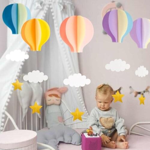 1Set Three-dimensional Hot Air Balloon Cloud Pendant Birthday Party Decorations Ornaments Bedroom Decoration Kindergarten Layout