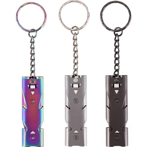 1Pcs Outdoors High Decibel Portable Keychain Whistle Stainless Steel Double Pipe Emergency Survival Whistle Multifunction Tools