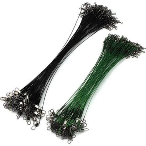 100PCS/Lot 15cm-30cm Fishing Leaders Wire Anti-bite Fly Leash Fishing Lead Line Stainless Steel Wire Rigs with Swivels and Snaps