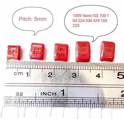 100V Capacitor 102 103 104 224 334 474 105 225 CBB Metallized Polypropylene Film