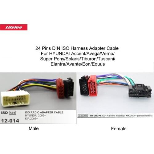 24 Pins DIN ISO Car Harness Adapter Cable For Hyundai i10/i20/i30/i35/i40/ix20/ix35/ix55/Terracan/Trajet/Tucson