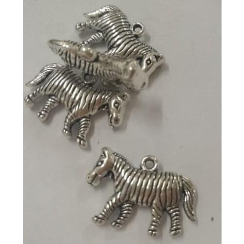 6pcs dark silver color 2sided crafted zebra design CHARMS H0827