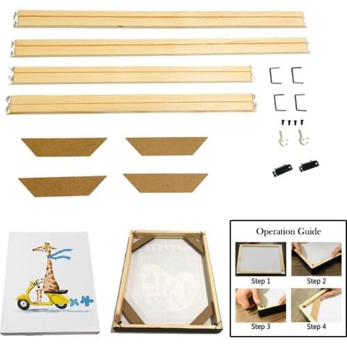 Large DIY Canvas Paintings Solid Wood Photo Frame Minimalist Natural Wooden Diamond Picture Framed Wall Art Hanging Decor