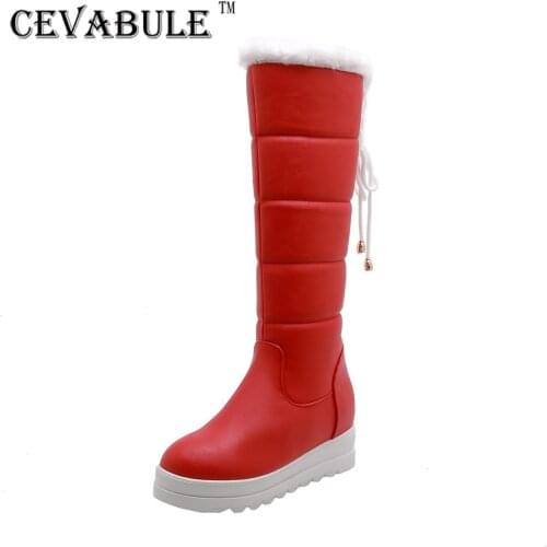 CEVABULE 2021 Christmas Boots Winter High Barrel Snow Boots Thick Flat Size 32-43 Knee High Boots Combat Boots for Women TYX