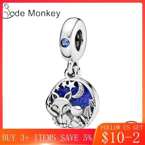CodeMonkey Authentic 925 Sterling Silver Cute Fox Charm Beads Fit Original Design Bracelets Dangle DIY Jewelry Making CMS1507