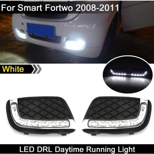 2Pcs Front Bumper White LED DRL Daytime Light For Mercedes Benz Smart Fortwo 2008 2009 2010 2011