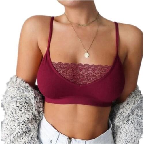 European and American Hot Lace Edge Sexy Tube Top See-through Solid Color Sling Vest Bottoming Underwear Lace Tops Women