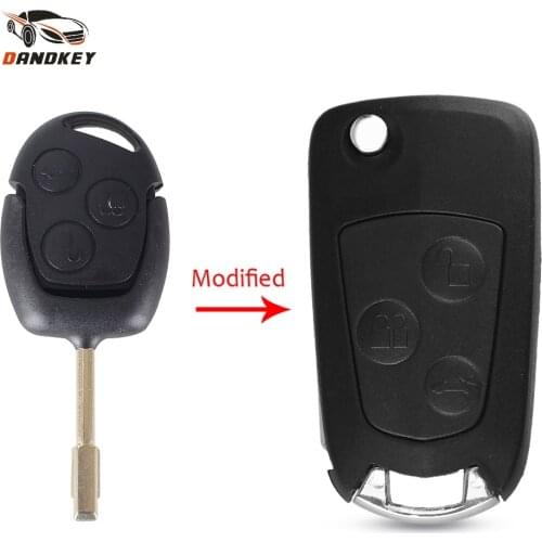 Dandkey Modified Remote Flip Folding Car Key Shell 3 Buttons Replacement Case Fob For Ford Mondeo C-MAX Fusion Transit KA D25