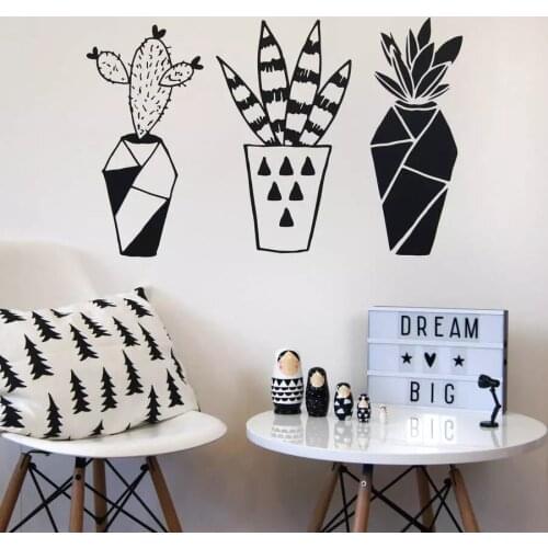 Geometric Cactus Wall Decal Plants Art Mural Door Window Vinyl Sticker Kids Bedroom Office Nursery Interior Decor Wallpaper 4207