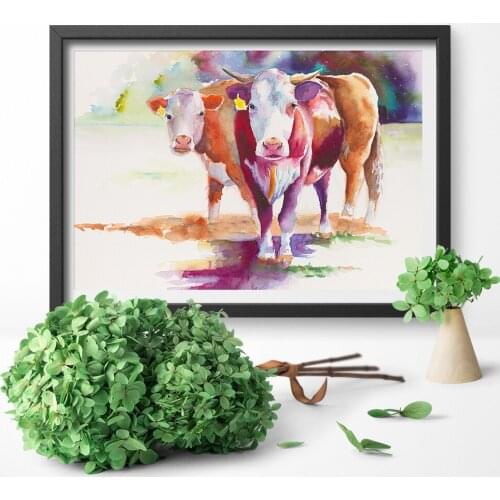 HD Prints Modern Canvas Pictures Nordic Style Horse Cow Animal Painting Wall Art Home Decoration Modular Poster For Living Room