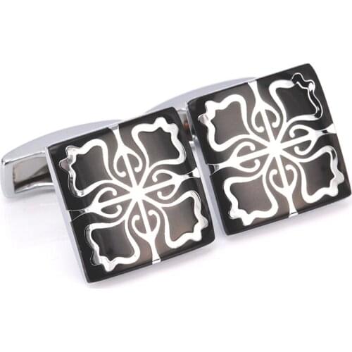 HYX Luxury Four Leaf Clover cufflinks for mens Brand 5 Pairs cuff buttons cuff link High Quality Silvery abotoaduras Jewelry