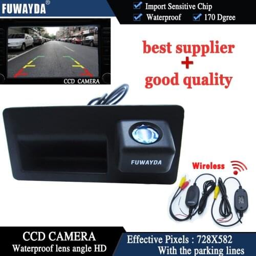FUWAYDA Wireless Car Trunk Handle Color HD CCD Car rear view camera Parking Reversing for Audi A4 A6 A8L S5 Q3 Q5 WATERPROOF HD