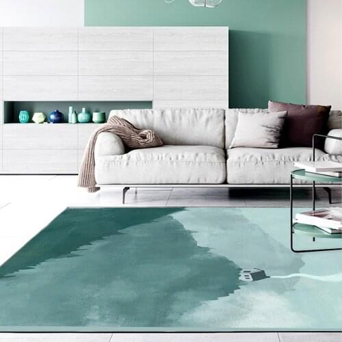 Custom made carpet Fashion simple INS blue lake abstract watercolor art bedroom Office hotel Big mat living room Crystal carpet