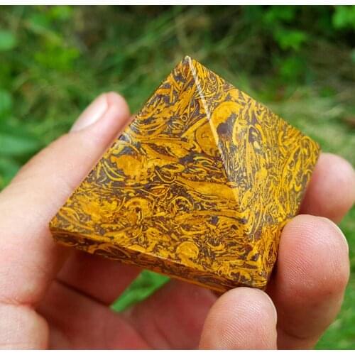 Beautiful Natural Golden jade crystal Crystal PYRAMID