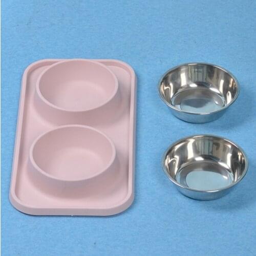 Stainless Steel Cat Bowl Double Non-Slip Cat Food Water Feeder for Kitten Puppy Accessories Pet Drinking Dish Feeder