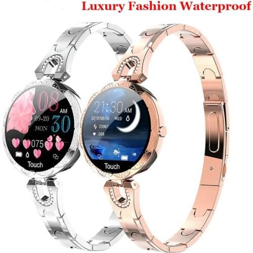 Fashion Ladies Smart Watch Luxury Women Bluetooth Wristband Waterproof Blood Pressure Fitness Tracker Bracelet Crystal Watch