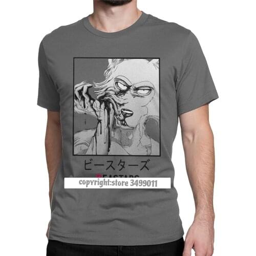 Men Tee Shirts Beastars Legosi Anime Crazy Pure Cotton Tee Shirt Wolf Animals Manga Tshirts Crew Neck Tops Printed