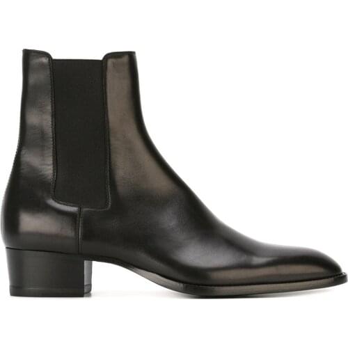 Mens Shoes Wyatt Chelsea Boots Black Genuine Leather Street Style Cool Boots