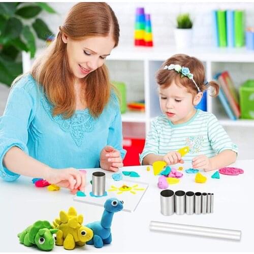 Clay Molds and Cutters Set, Indentation Round Circle Shape Cutters Cutter Punch Mold, Scrapers for DIY Making Clay Pottery Craft