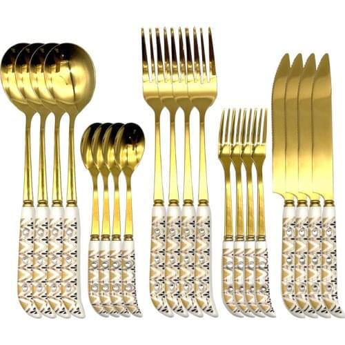 Flatware Set with Ceramic Handle,Tableware Dinner Set Including Fork Spoon Knife Set, Cutlery Set Suitable for Dishwasher
