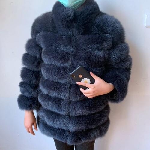 New luxury winter thick warm real fox fur coat 100% real fox leather jacket real fox fur coat plus size
