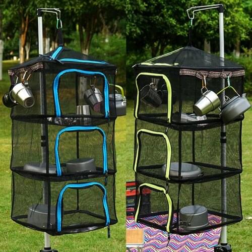 New Outdoor Hanging Drying Rack Mesh Collapsible Net Dryer For Fishing Camping Picnic Bag Storage Basket 4 Layer Mesh Dry Net
